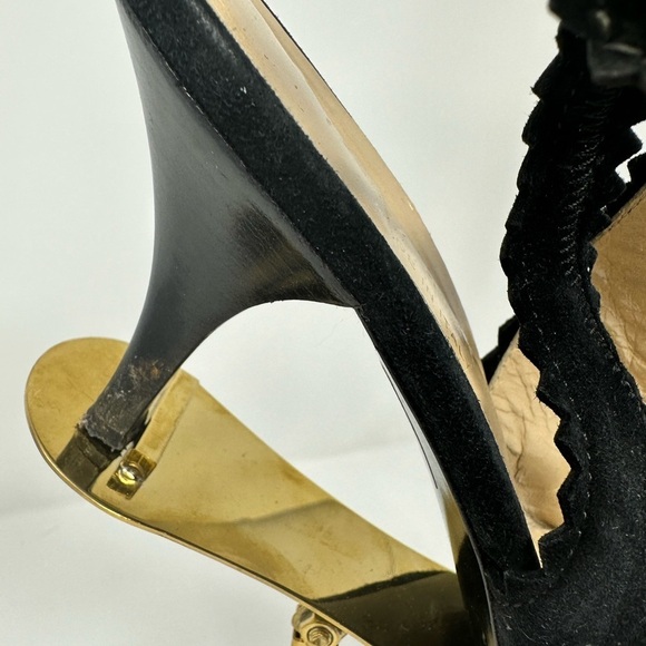Incredible Vintage Sonia Rykiel Black Suede Kitten Heel Super Pointy Sling Backs - Picture 3 of 8